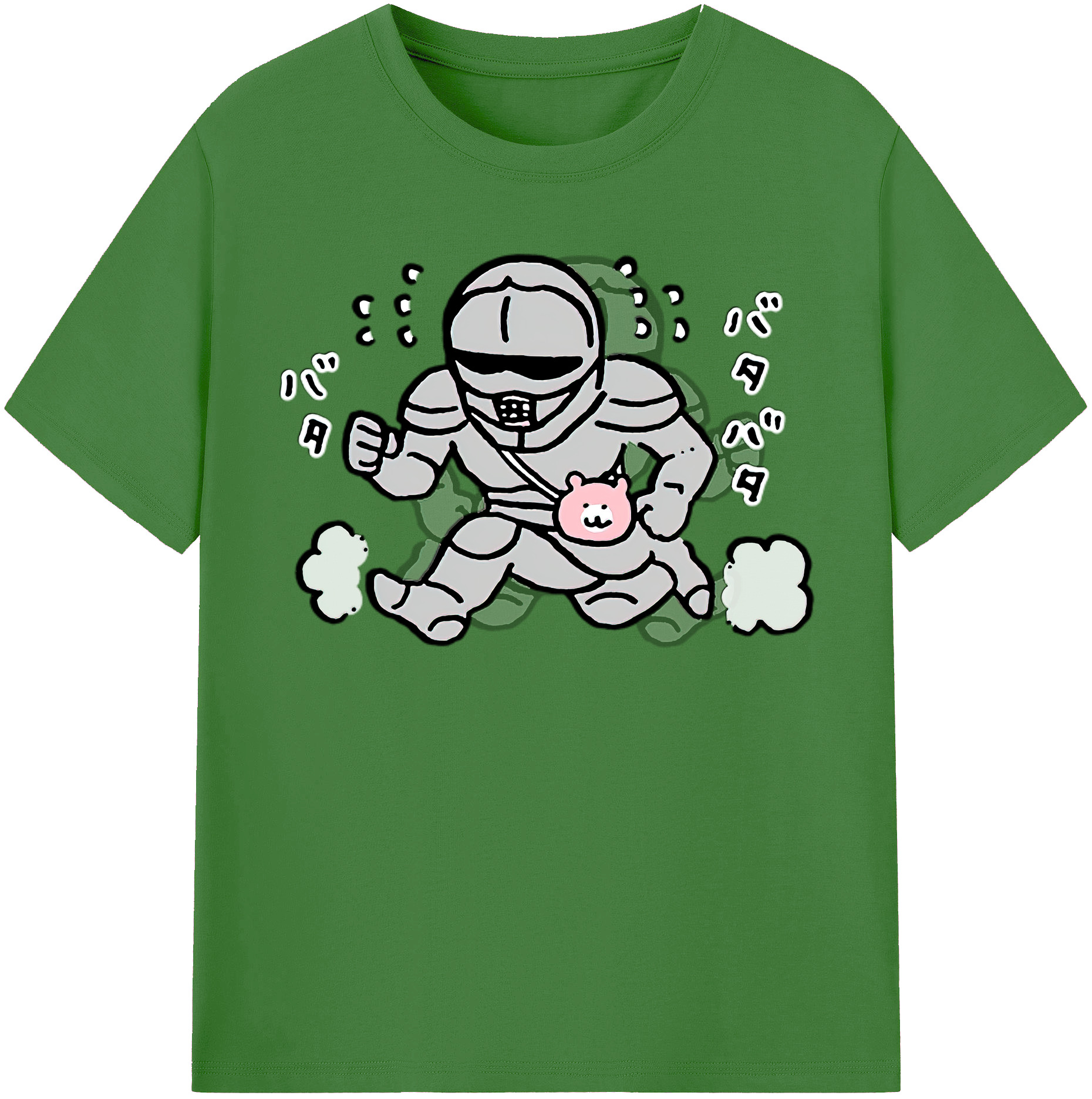（画像用） ちいかわ 労働の鎧さん Chii-kawa Mr. Armor of Labor レディースカジュアルプリントTシャツ（綿100％）